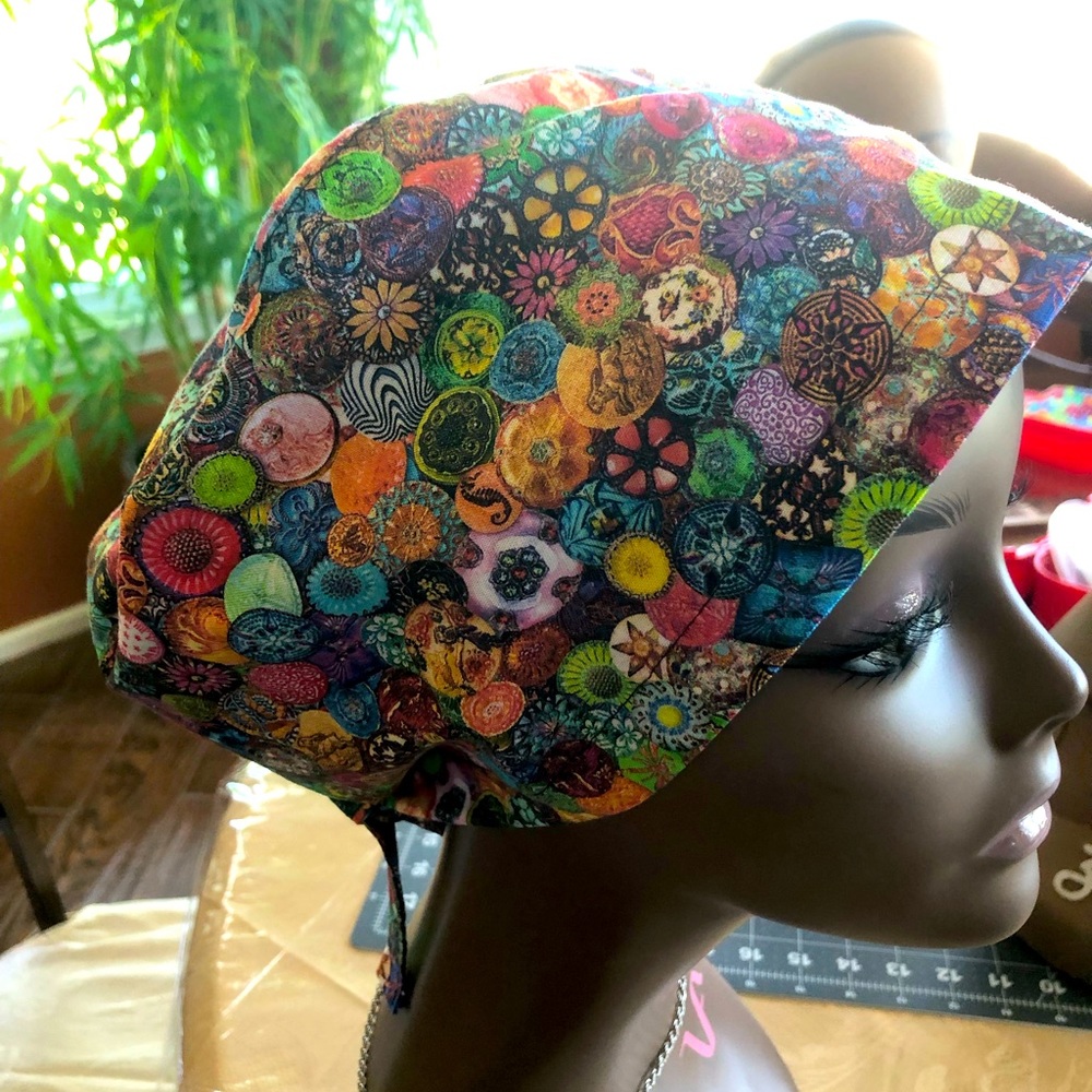Multicolored themed scrub cap